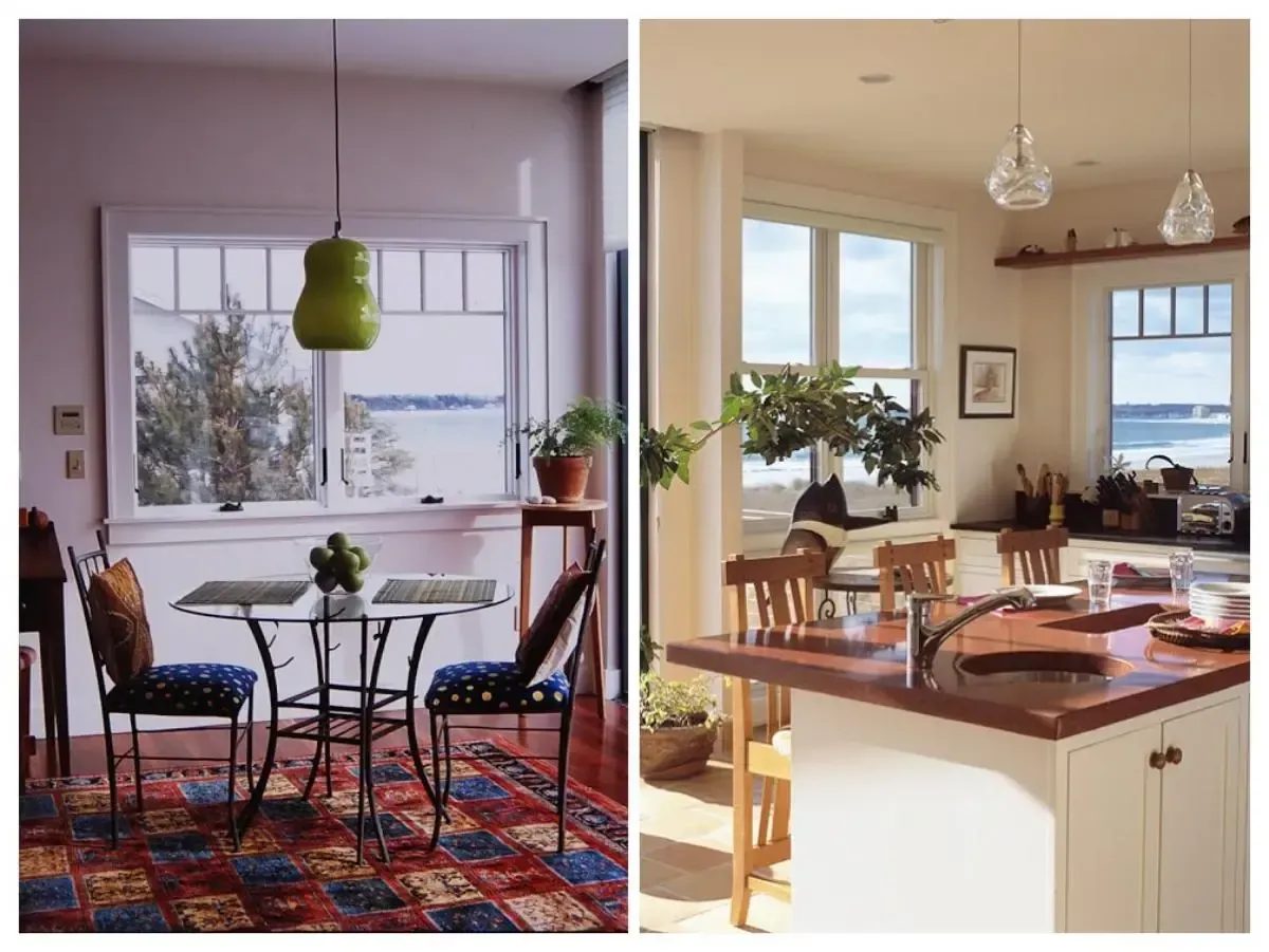 Dining room and kitchen in the Pine Point Beach residence
