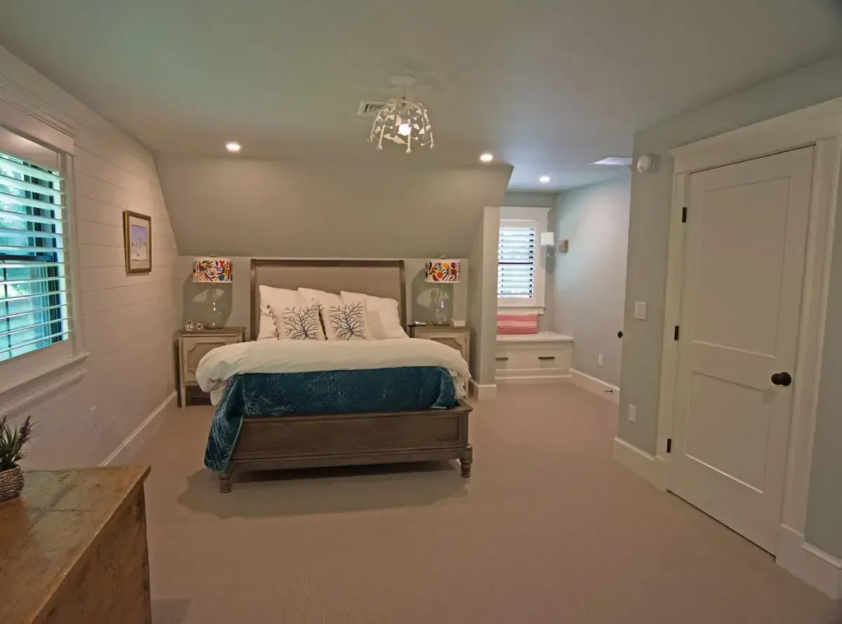 Large bed centered in the bedroom