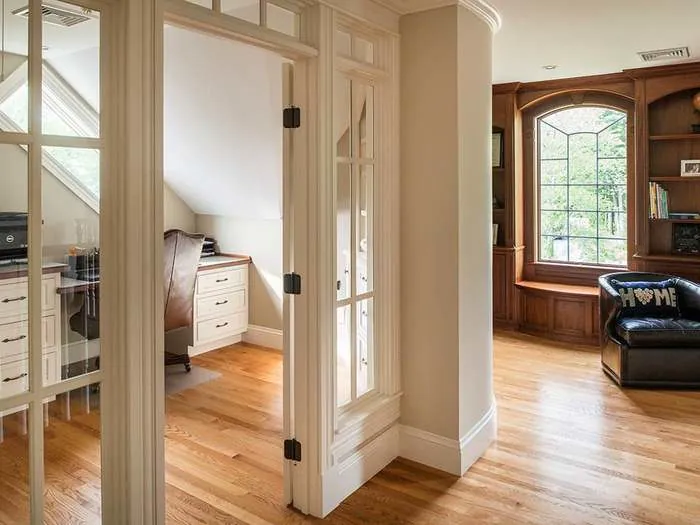 Bright bedroom with large windows