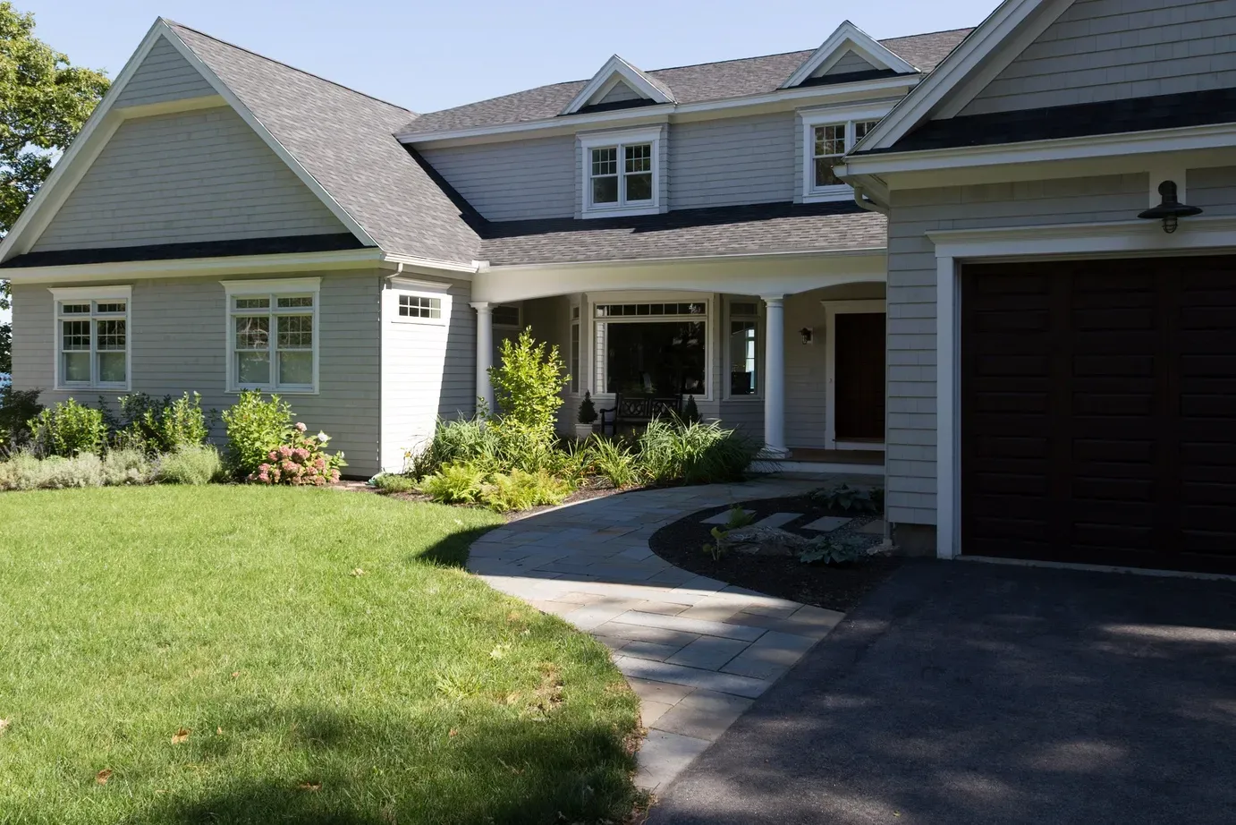 Home viewed from the driveway and front approach