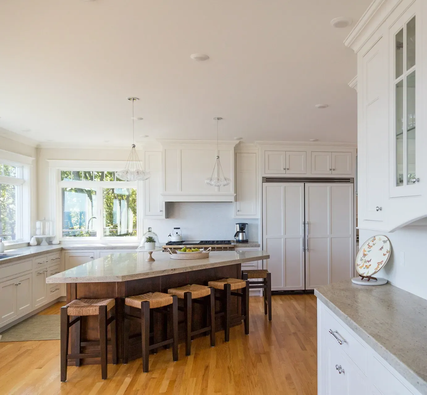 Kitchen island with counter stools